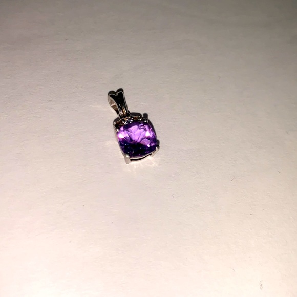 Stamped sterling silver amethyst and white topaz pendant - Picture 1 of 6